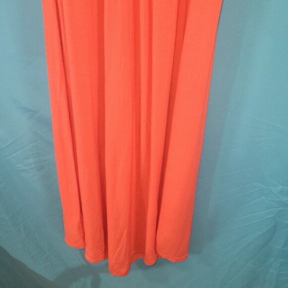 Sleeveless Orange Maxi Dress With Lattice Neckline By Skemo Size M 100% Rayon - Picture 8 of 11